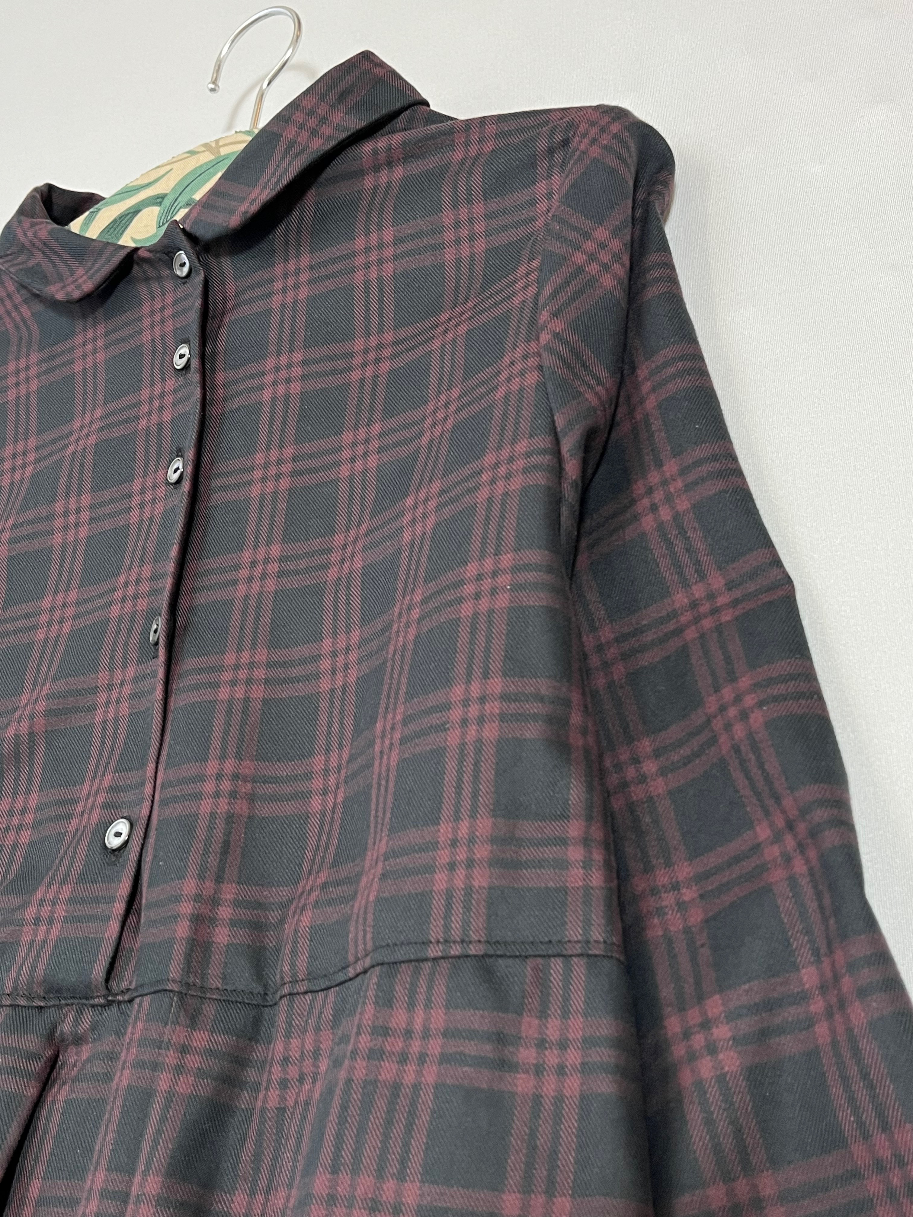 ハンドメイドワンピース　クワイエットタータンチェック　ビエラ起毛　シームポケット