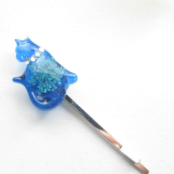 蒼蒼のクォーツニャンコと呼ばれていたのは、川風をこよなくあいする「ギンジ」でした♪<1点ものヘアピン>HP285 1枚目の画像