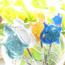 蒼蒼のクォーツニャンコと呼ばれていたのは、川風をこよなくあいする「ギンジ」でした♪<1点ものヘアピン>HP285 4枚目の画像