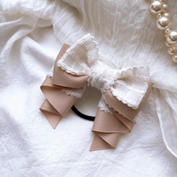 シフォンリボン 花柄 リボンヘアゴム たらりん リボン ヘアゴム