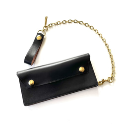 25個のスタッズ トラッカーウォレット チェーン付き 長財布 ホース