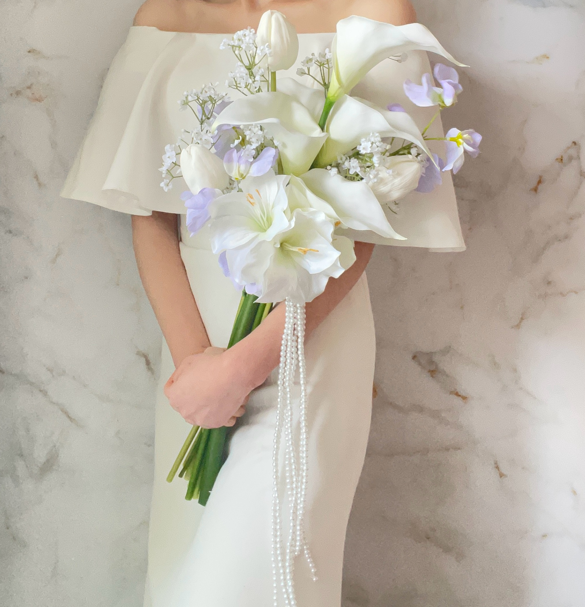 アームブーケ　カラーブーケ　パールブーケ　造花　挙式ブーケ　前撮りブーケ