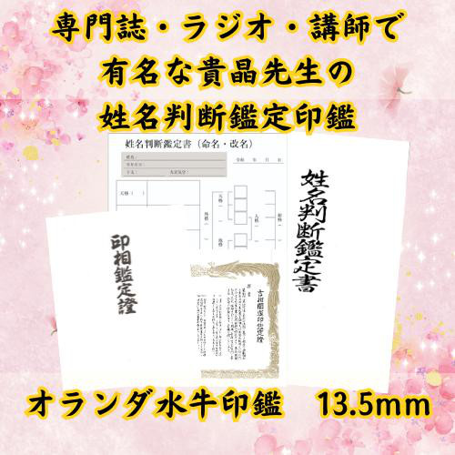 【貴晶式 姓名判断鑑定印鑑 オランダ水牛 13.5mm】