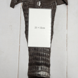 ワニ革 クロコ 半艶マット  ニコチン No.C009327 9枚目の画像