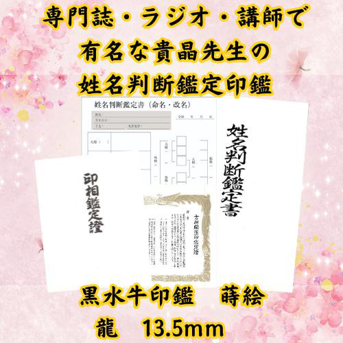【姓名判断鑑定印鑑 黒水牛 蒔絵 龍 13.5mm】 8,034円