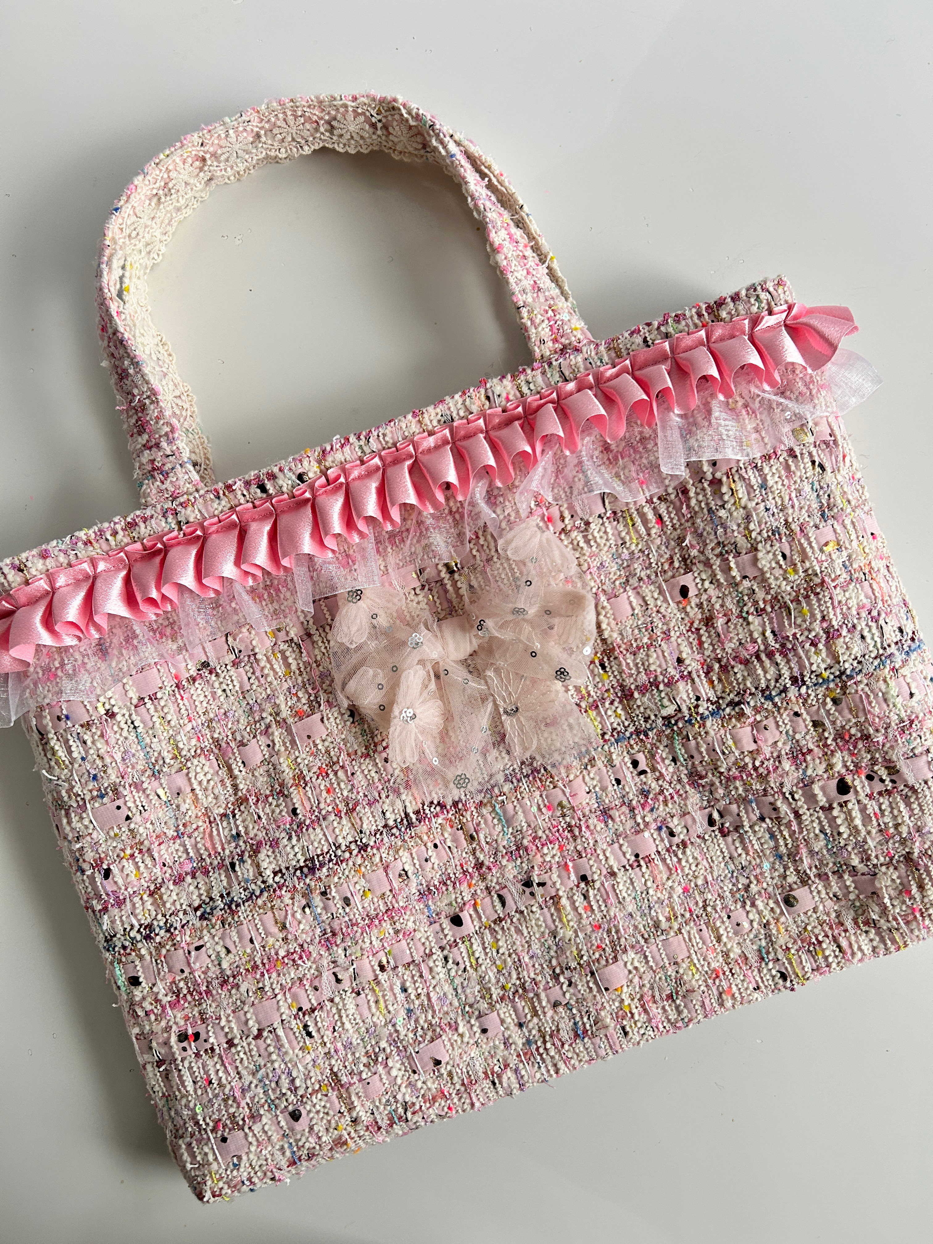 「レビュー0スタート記念」ツイードトートバッグ　大人上品　ママバッグ　入学式　卒業式　フォーマル サブバッグ