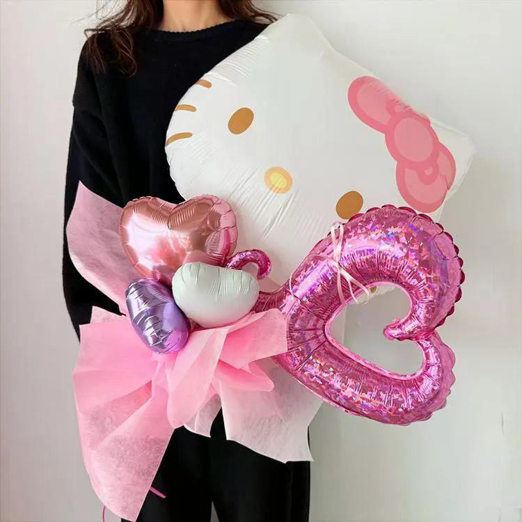 卒業バルーン◆ブーケ型◆Hello Kitty バルーン ブーケ H50cm★キティちゃん サンリオ◆名入れ