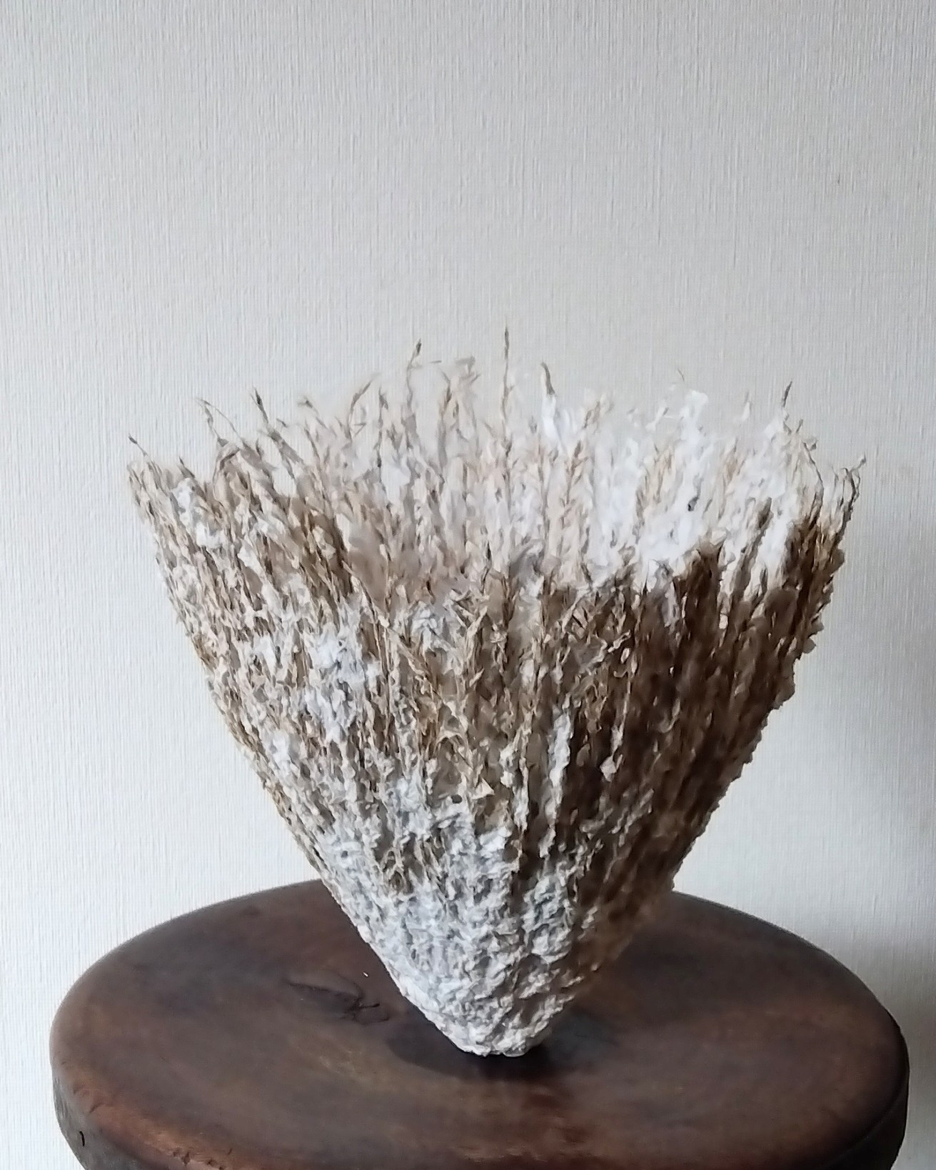 ペーパーマシェボウル・ススキの穂と再生パルプ　縦ライン