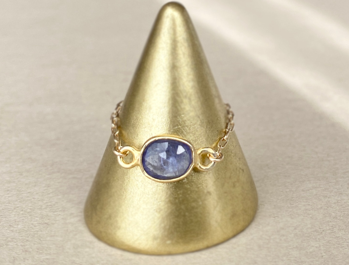 Roseリング　タンザナイト　チェーンリング　14kgf　フリーサイズ　12月　誕生石　天然石　ラベンダー　紫陽花　紫