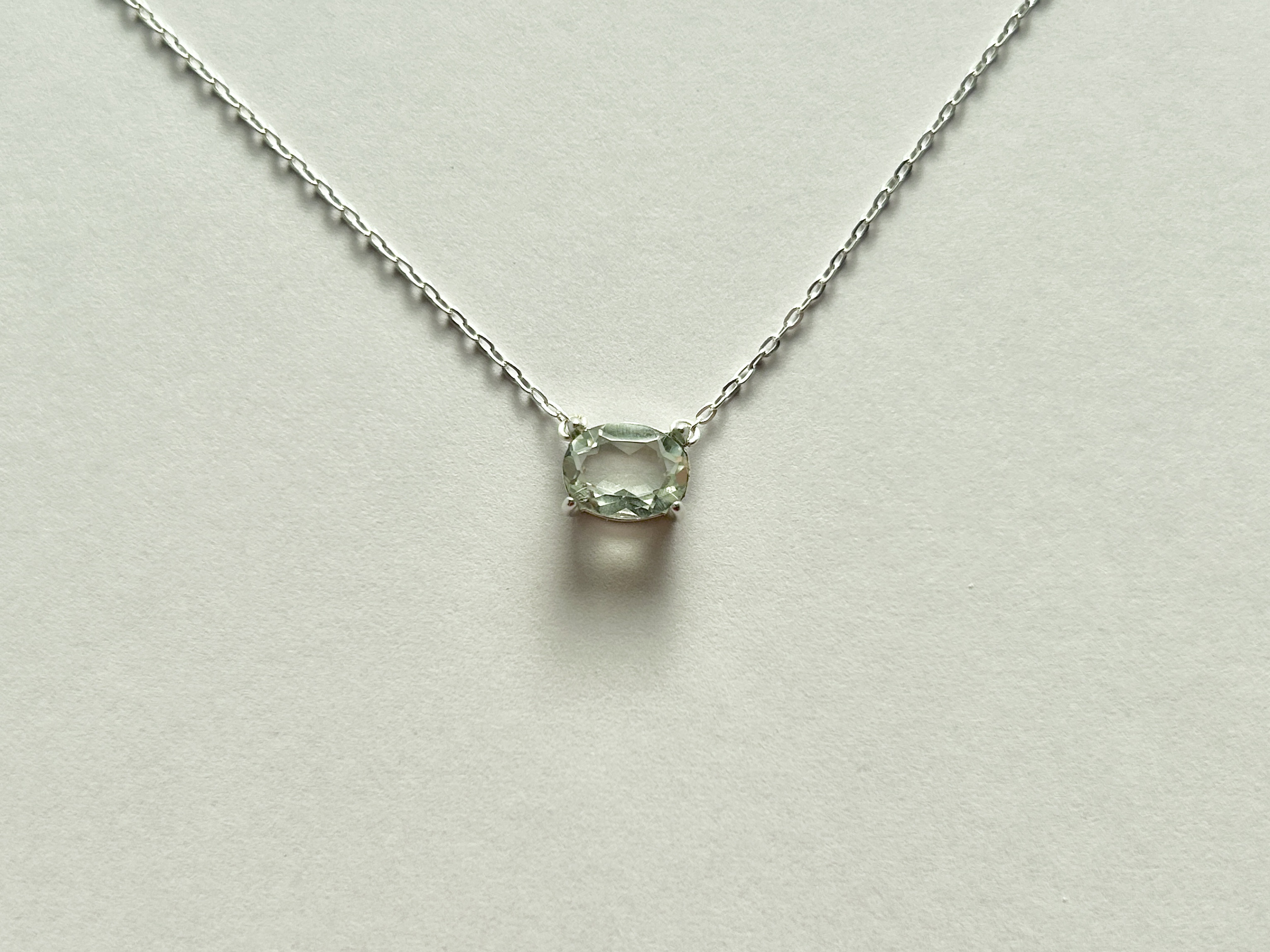大粒　グリーンアメジスト　オーバル　ネックレス　silver925