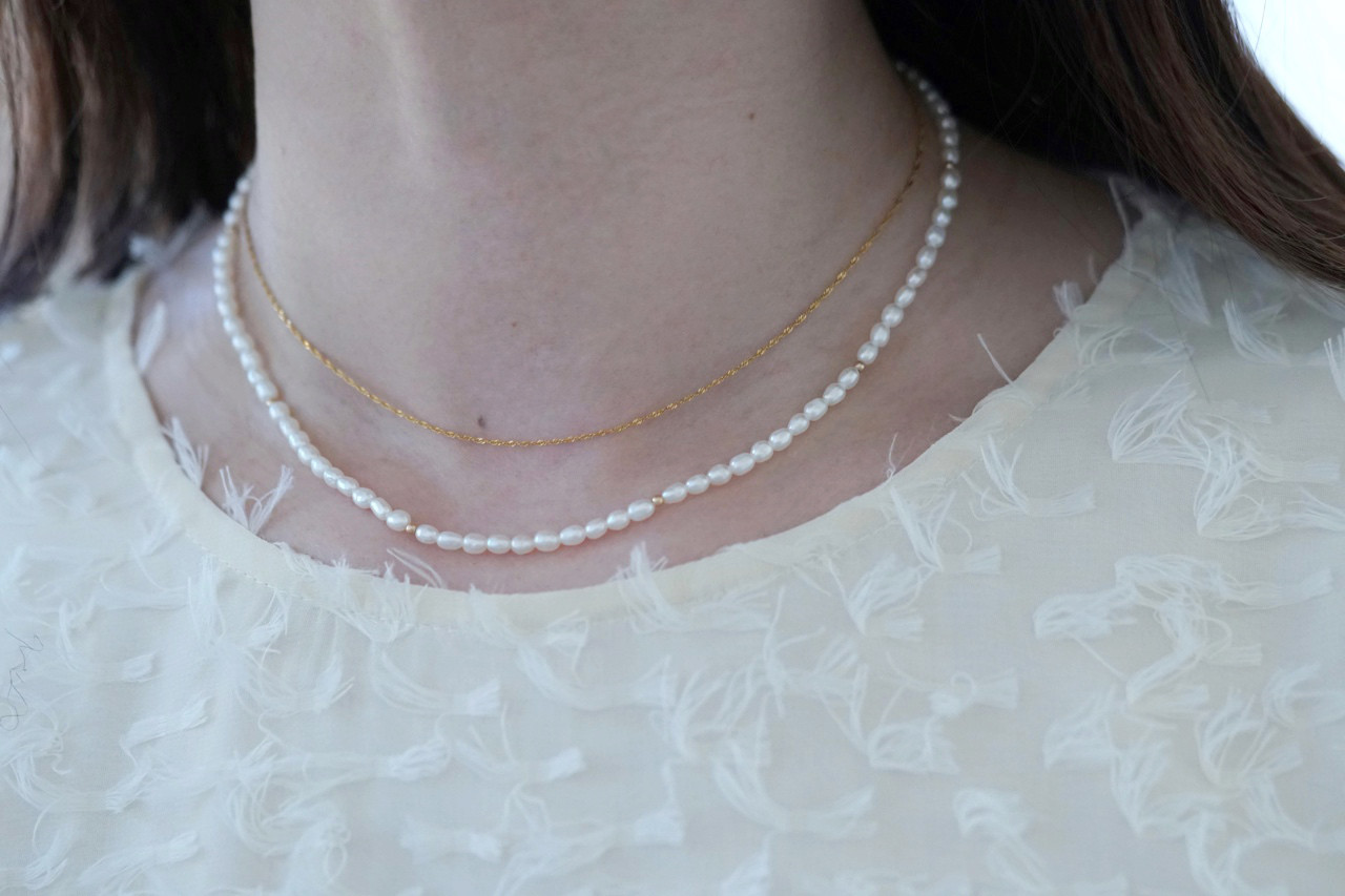 K14GF パールネックレス チョーカー 40cm 35cm アジャスター