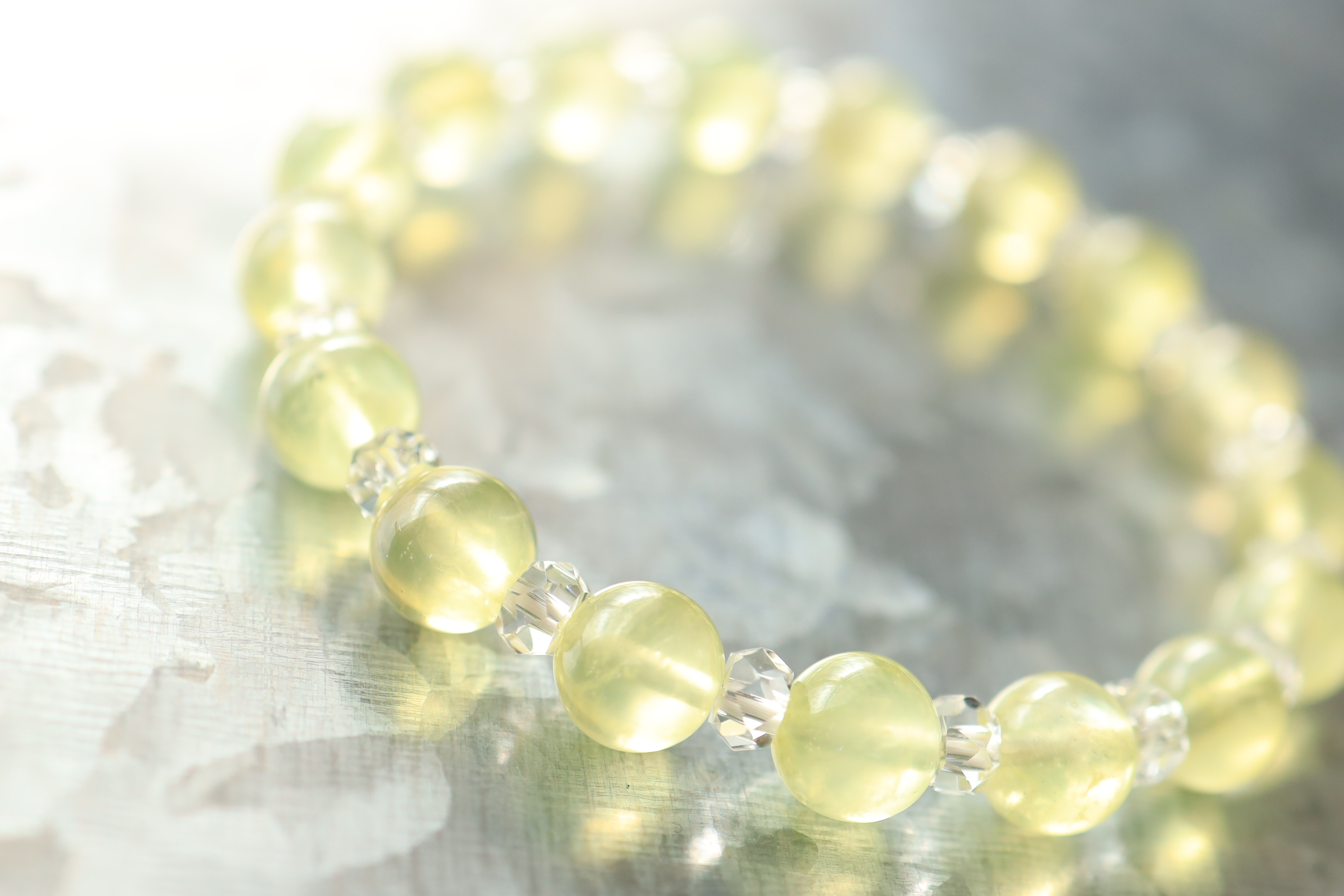 …☆プレミアムブレス☆…☆ゴールデンカラープレナイト：8ミリ＆水晶☆…☆天然石ブレスレット☆…