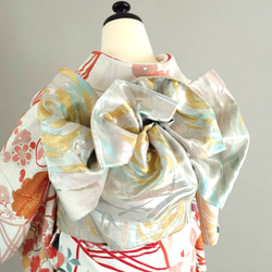 セール＊可憐な華紋 振袖用祝い帯 作り帯付け帯 胴巻き〜90cm シルク