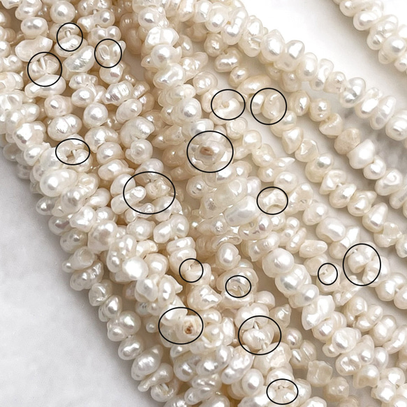 淡水パール 真珠 ケシ バロック フラット ボタン 2mm 3.5~4.5mm 極小粒 37~38cm tp0037 6枚目の画像