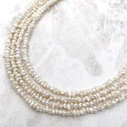 淡水パール 真珠 ケシ バロック フラット ボタン 2mm 3.5~4.5mm 極小粒 37~38cm tp0037 5枚目の画像