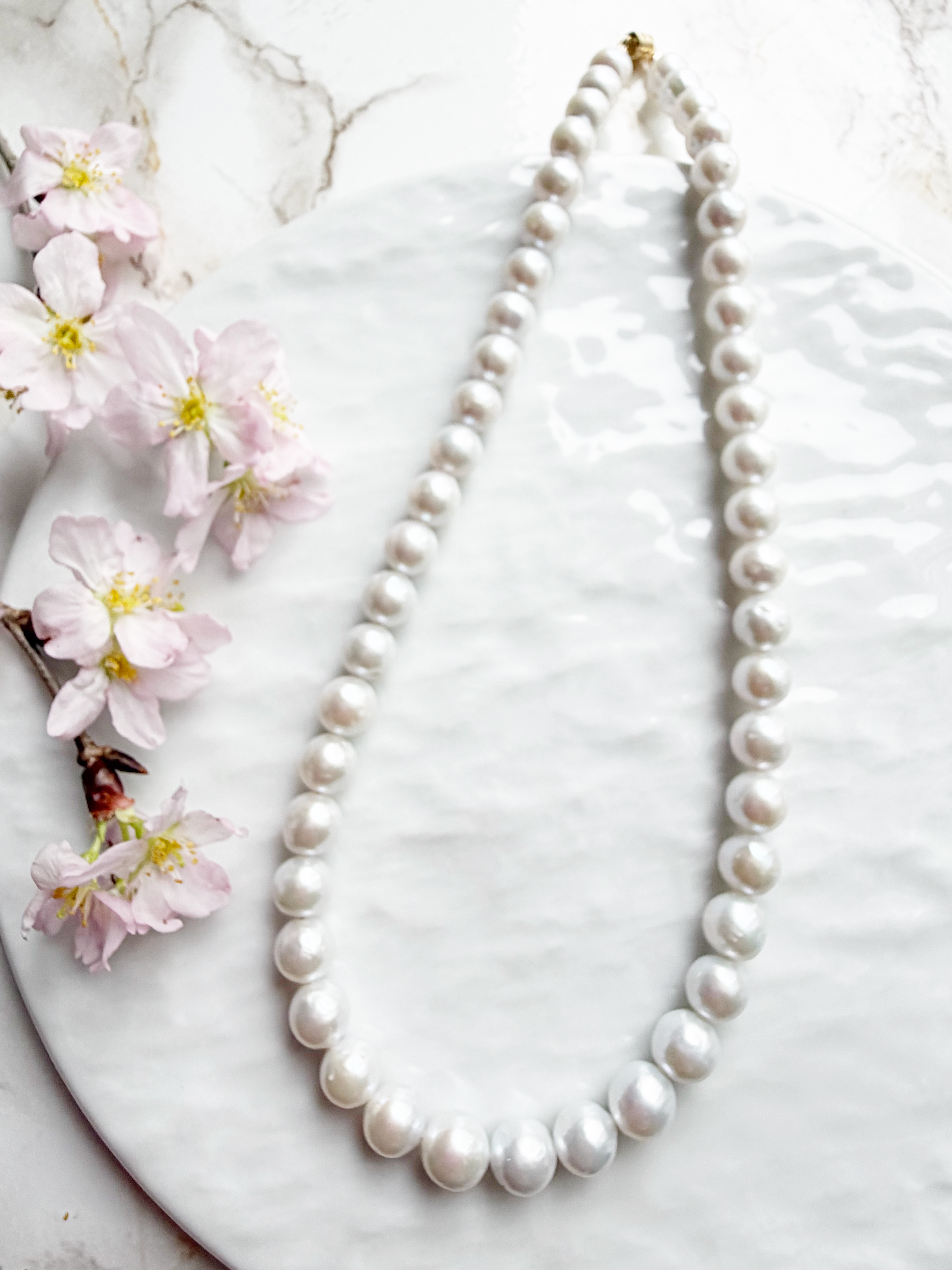 14KGF 淡水パール ラウンド マグネットネックレス 7mm