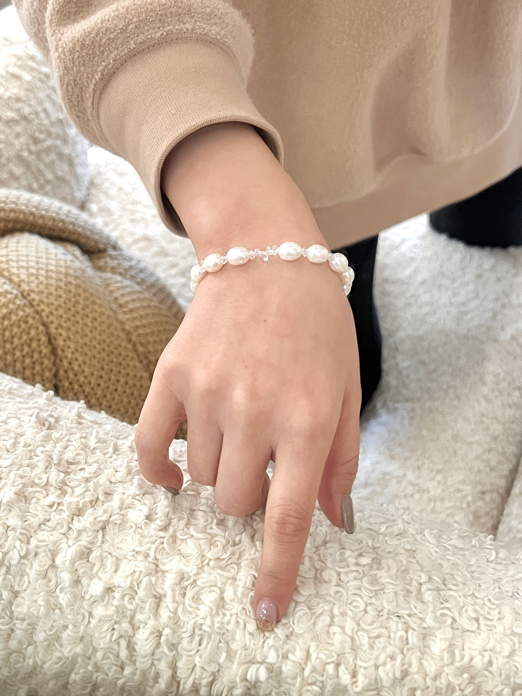 Alice collect バロックパールハーキマーダイヤブレスレットsv925ハートチャーム付き（受注製作)