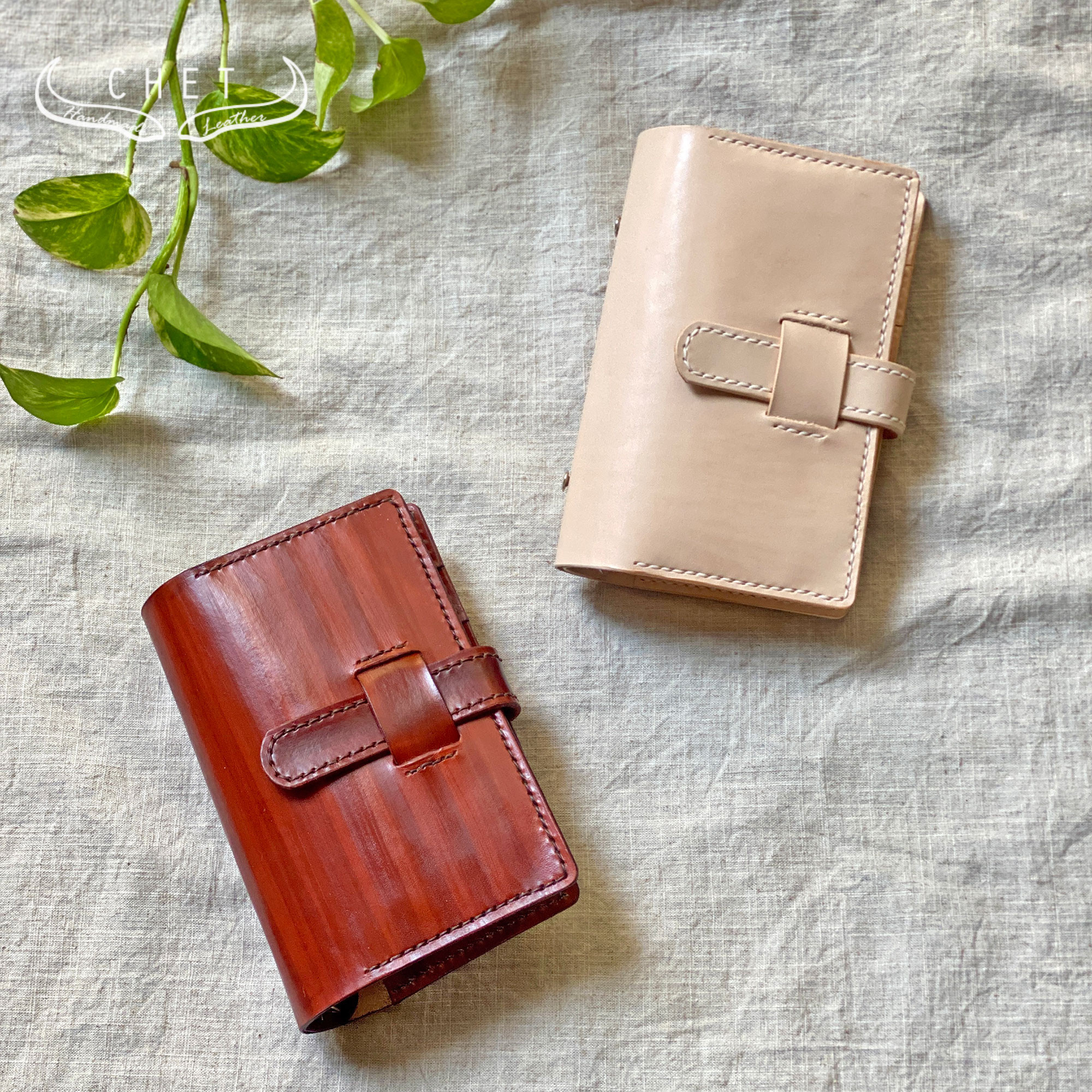 本革システム手帳 ブラウン バインダー６つ穴バイブルサイズ　シンプルな無地のレザー手帳カバーB6