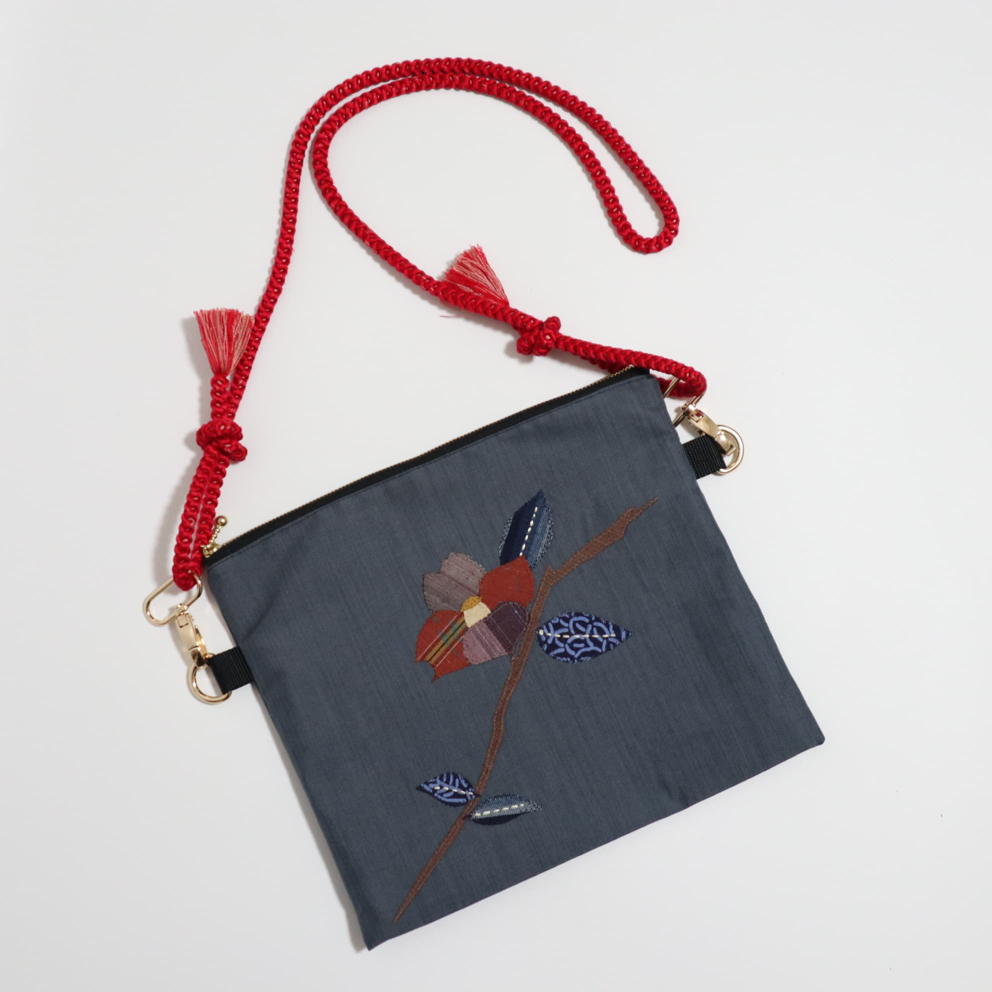 ■着物帯リメイク■　2WAYフラットポーチ（FP2519-NRF）