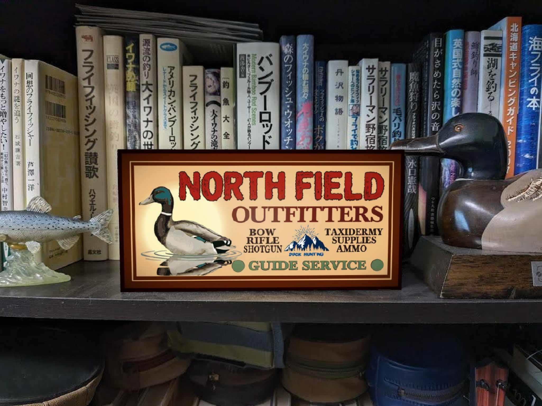 アウトドア ハンティング 鴨 カモ ハントガイド 店舗 自宅 ミニチュア 照明看板 置物 アメリカン雑貨 ライトBOX