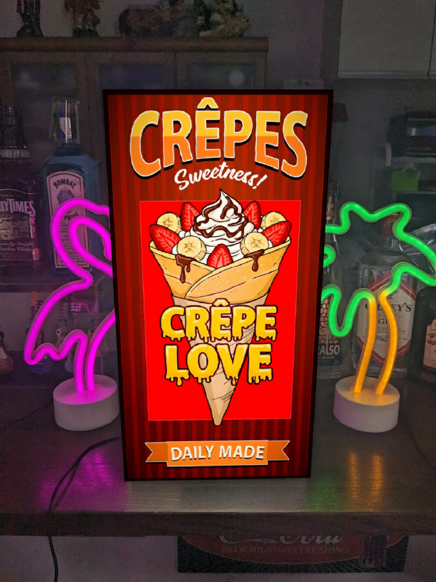 【Lサイズ】クレープ お菓子 パン 洋菓子 スイーツ 店舗 屋台 キッチンカー 看板 置物 アメリカン雑貨 ライトBOX
