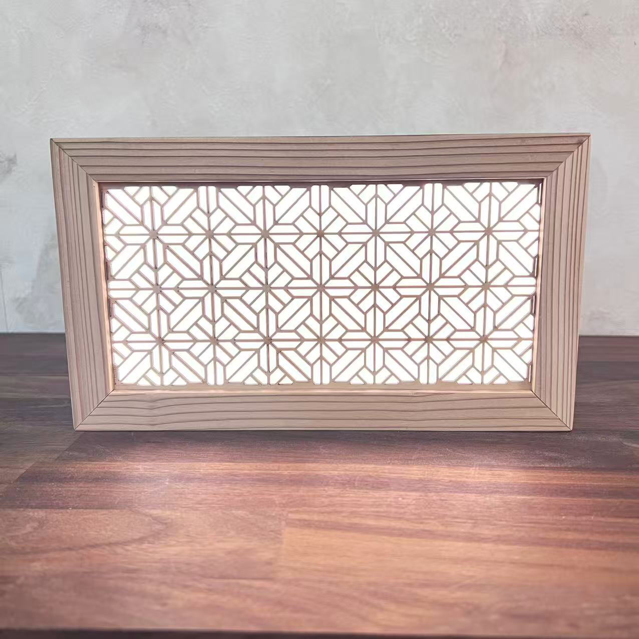 光と影が織りなす癒やしの灯り｜レーザー組子照明「ルミナス」｜壁掛け・置き型兼用｜間接照明　小　六花