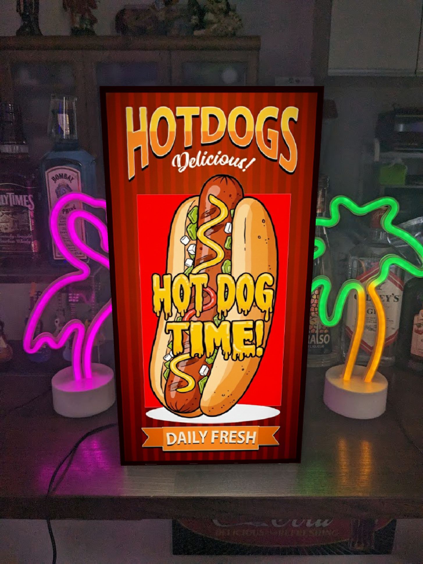 【Lサイズ】ホットドック サンドイッチ 店舗 屋台 キッチンカー 看板 置物 アメリカン雑貨 ライトBOX