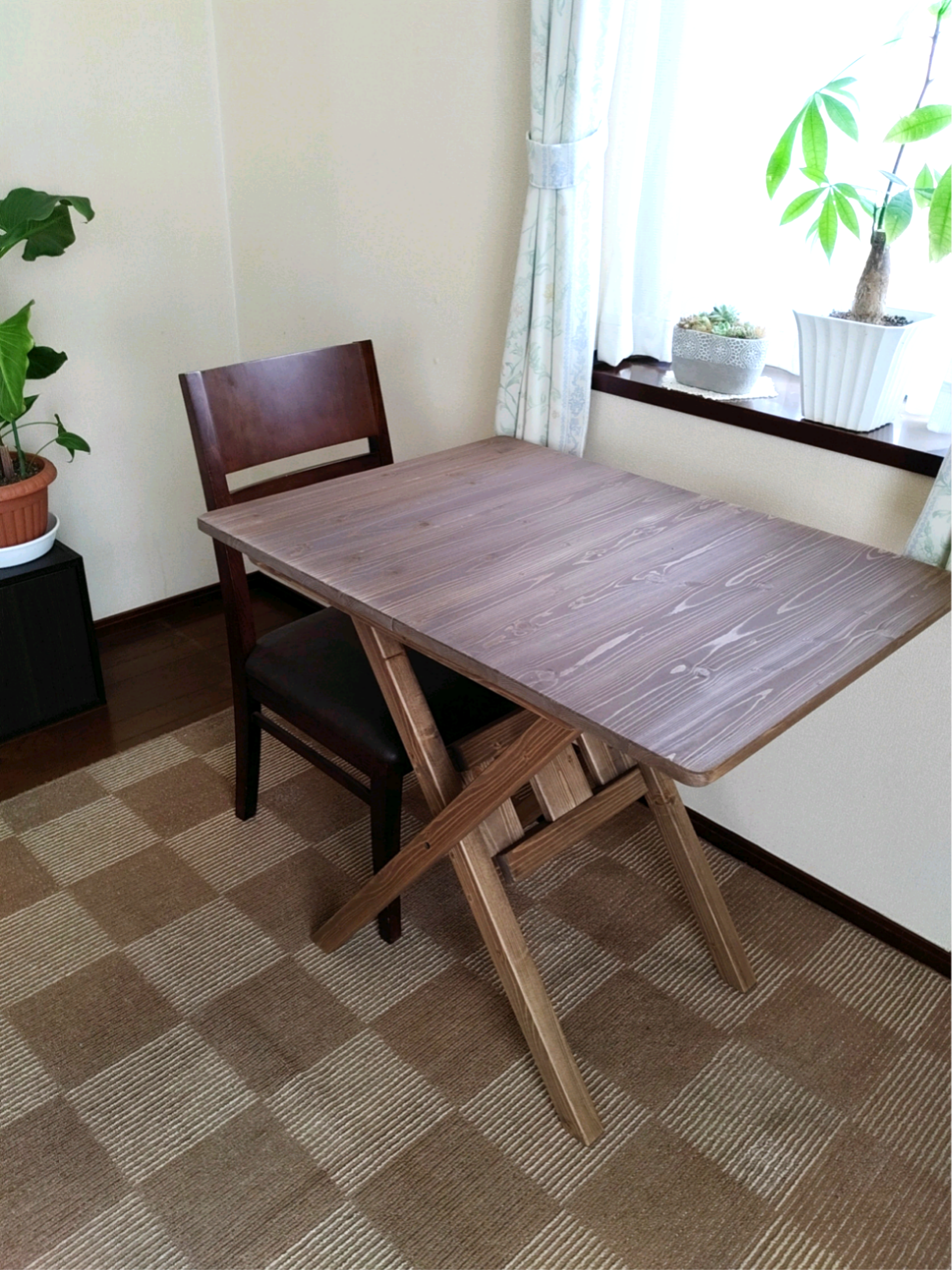 【hr様専用】70cm×80cm高さ68.5cm木製テーブル【折りたたみ収納可】　継ぎ足しテーブル※受注後作成