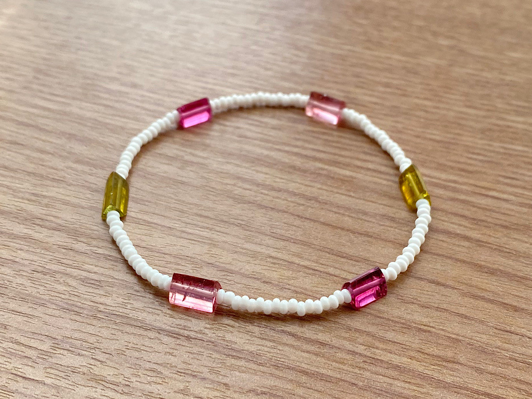 ピンクイエロー トルマリン ブレスレット