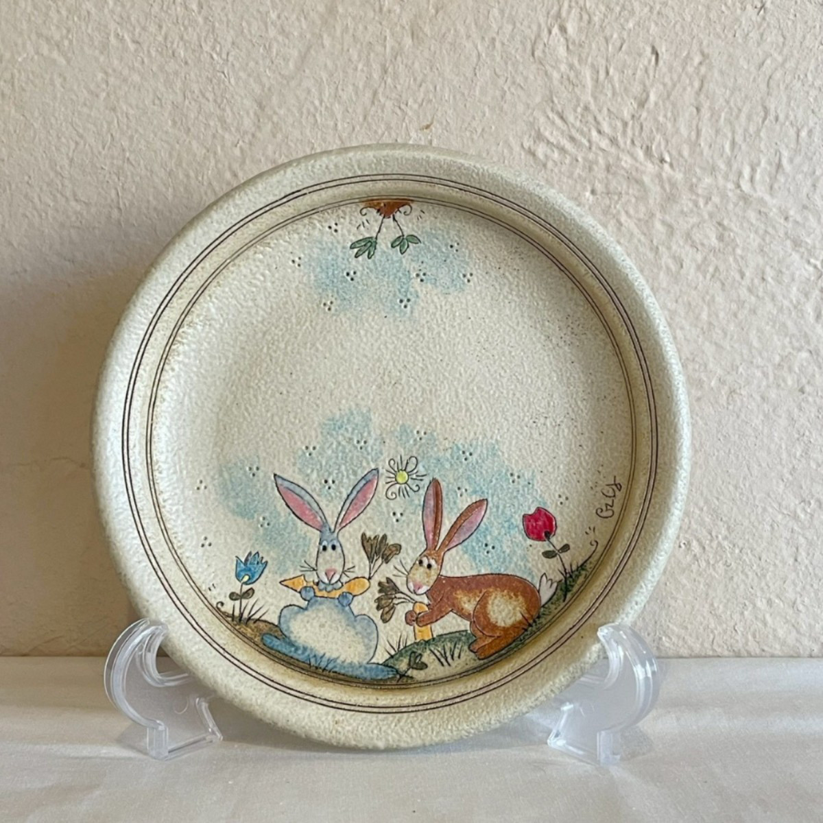 【プレート（皿）】　うさぎ　にんじん　むしゃむしゃ　青い空