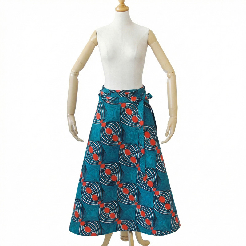 アフリカンプリントの巻きスカート（アフリカ布スカート）ラップスカート ロングスカート 送料込み2026 13,860円