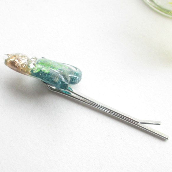 バイカラーなクォーツニャンコは一味違うから、「わきし」と呼んでくだせぇ♪<1点ものヘアピン>HP286 3枚目の画像