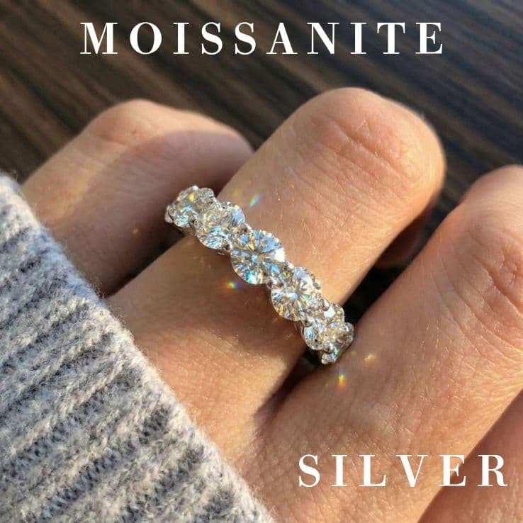 最高品質 モアサナイト 人工ダイヤ フルエタニティ リング 4㎜ シルバー