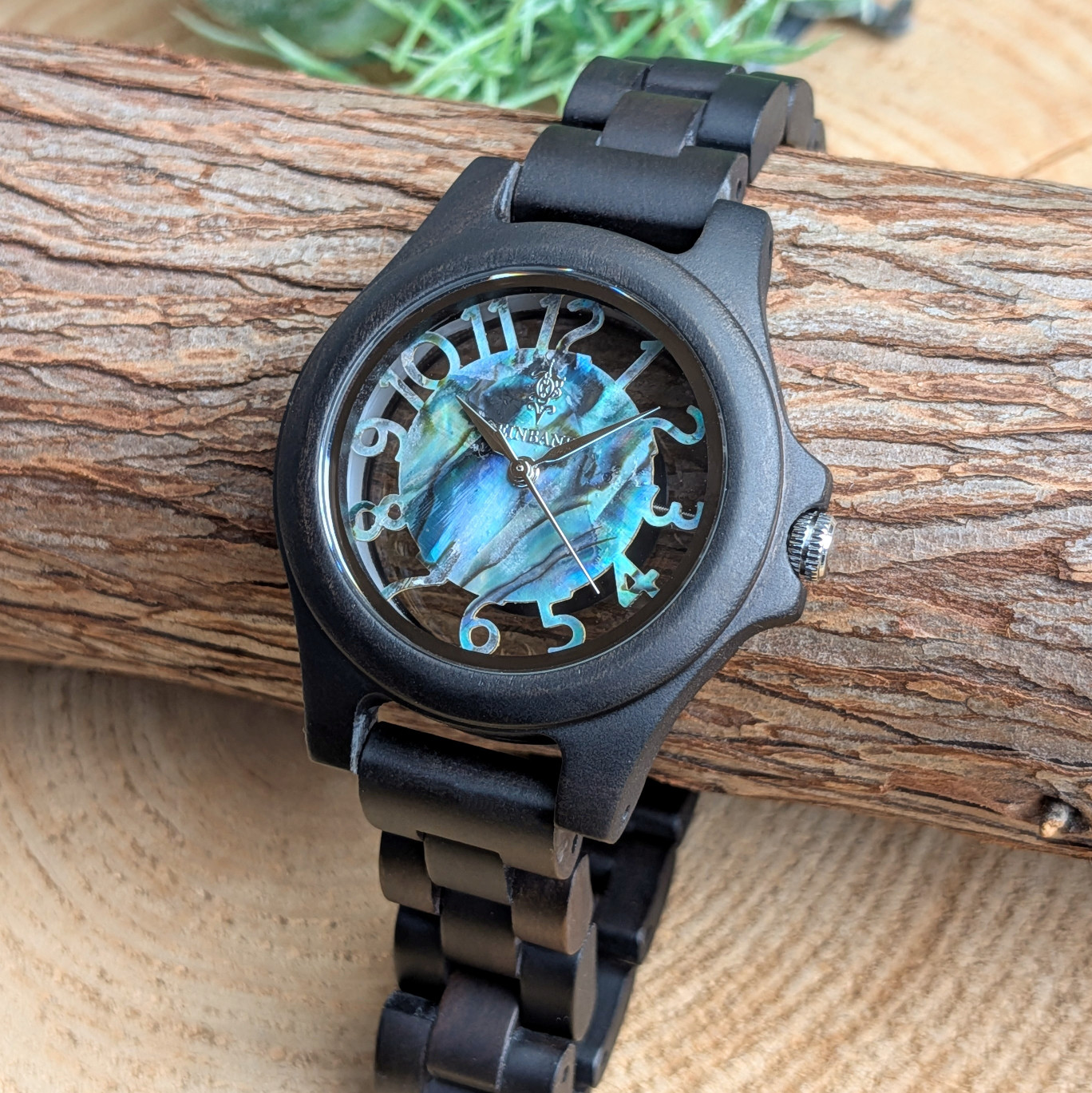 【木製腕時計】EINBAND Freiheit Sandalwood アバロンシェル文字盤 木製腕時計 34mm