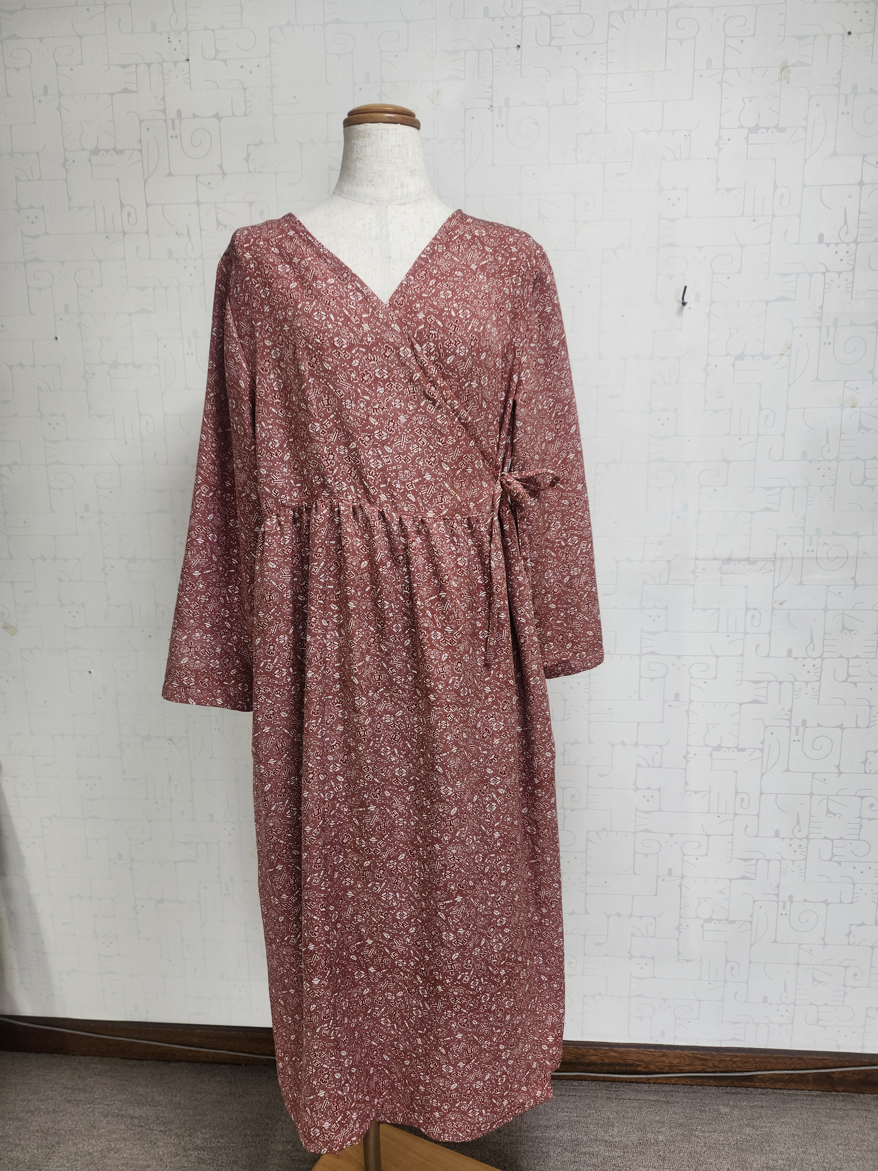 小紋リメイク　カシュクールワンピース