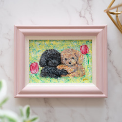 原画】「トイプードル」 犬 動物 パステルアート かわいい イラスト