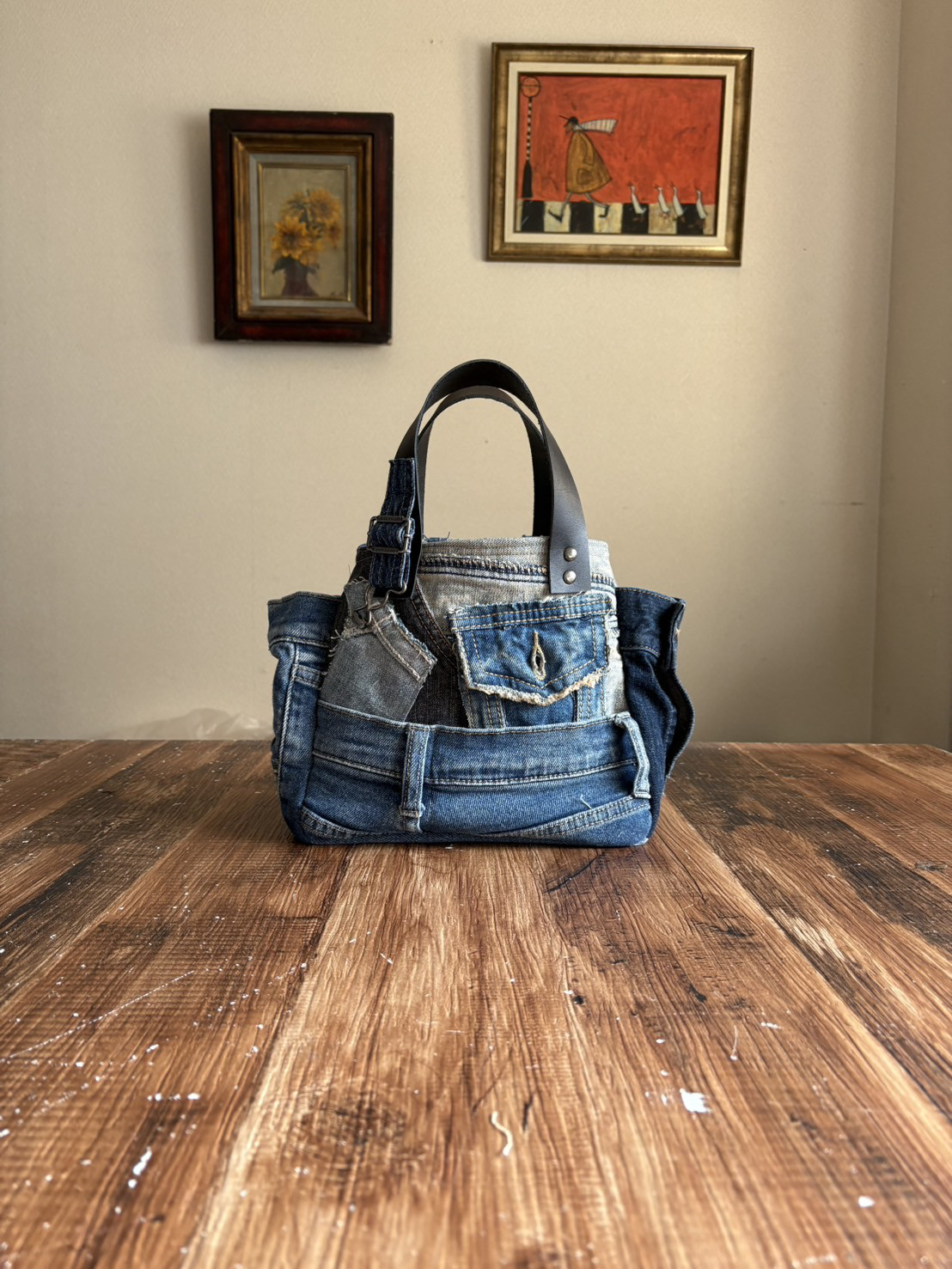スクエアトートバッグ中サイズ　オールデニム