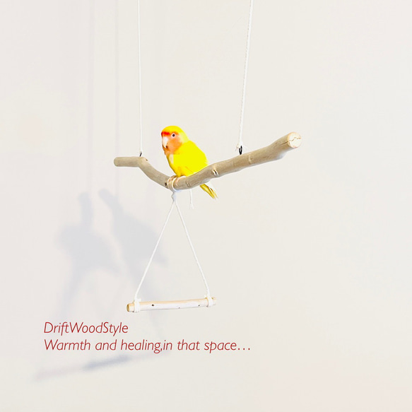 流木止まり木  70ｃｍのシンプルな天然流木の小鳥の止まり木 吊り下げタイプ インコ 鳥 ブランコ 自然木 N6 3枚目の画像