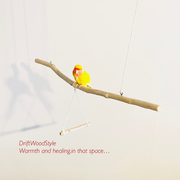 流木止まり木  70ｃｍのシンプルな天然流木の小鳥の止まり木 吊り下げタイプ インコ 鳥 ブランコ 自然木 N6 4枚目の画像