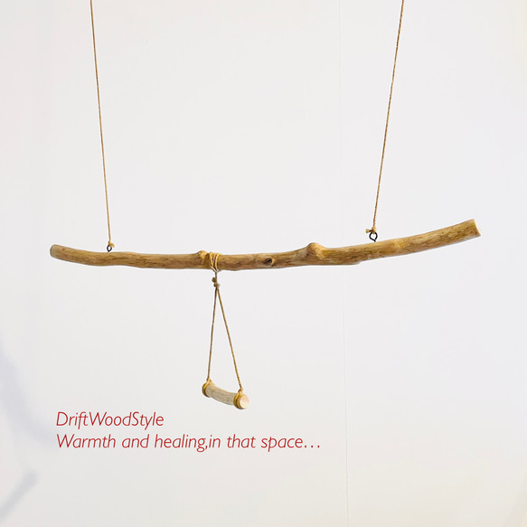 流木止まり木  70ｃｍのシンプルな天然流木の小鳥の止まり木 吊り下げタイプ インコ 鳥 ブランコ 自然木 N7 6枚目の画像