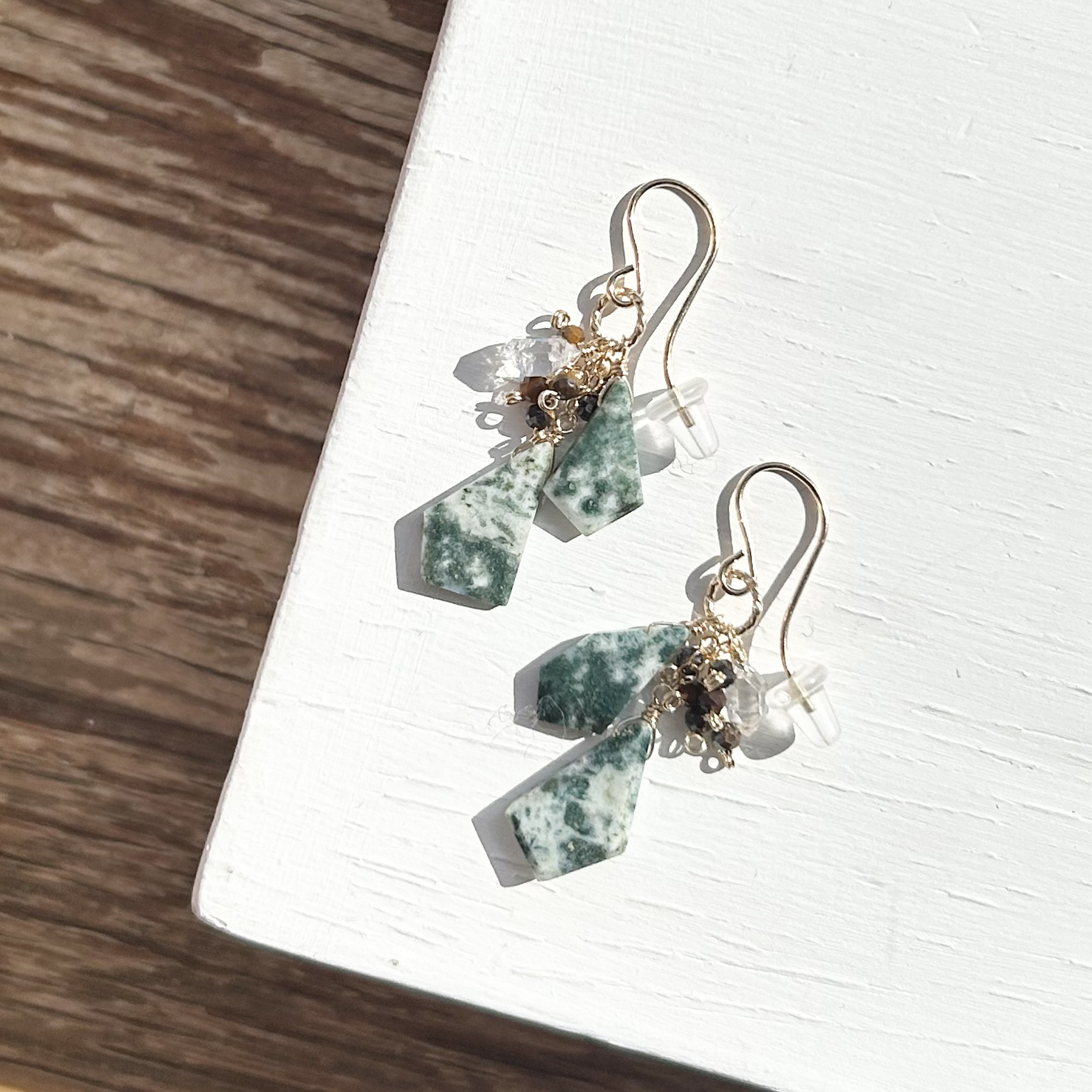 ツリーアゲートのフックピアス(K14GF)