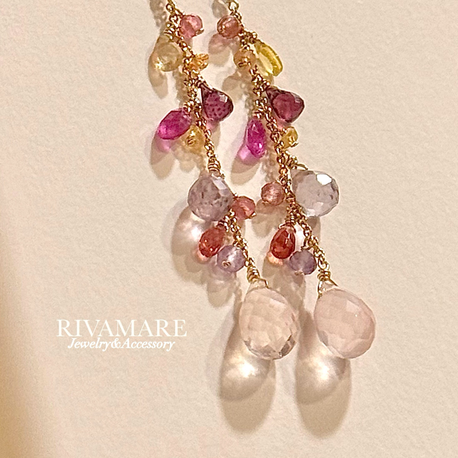 光を含んだ雫のピアス ローズクォーツ ピンクトルマリン ガーネット サファイア アメジスト 天然石ピアス イヤリング可