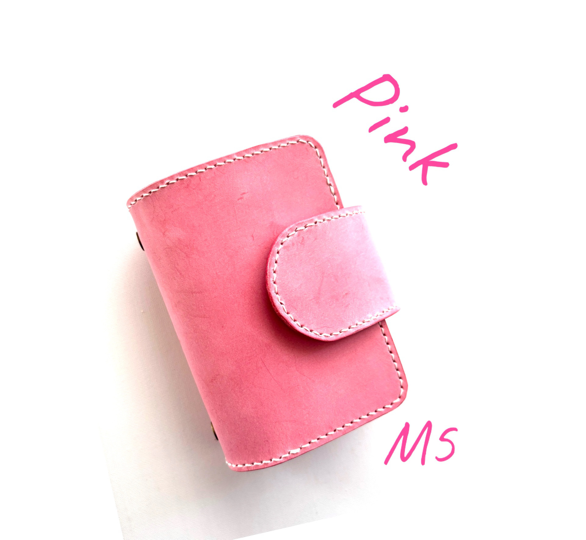 システム手帳　M5 マイクロ5 スケジュール帳　ピンク　イタリアンレザー　コラージュ　文房具　ノート