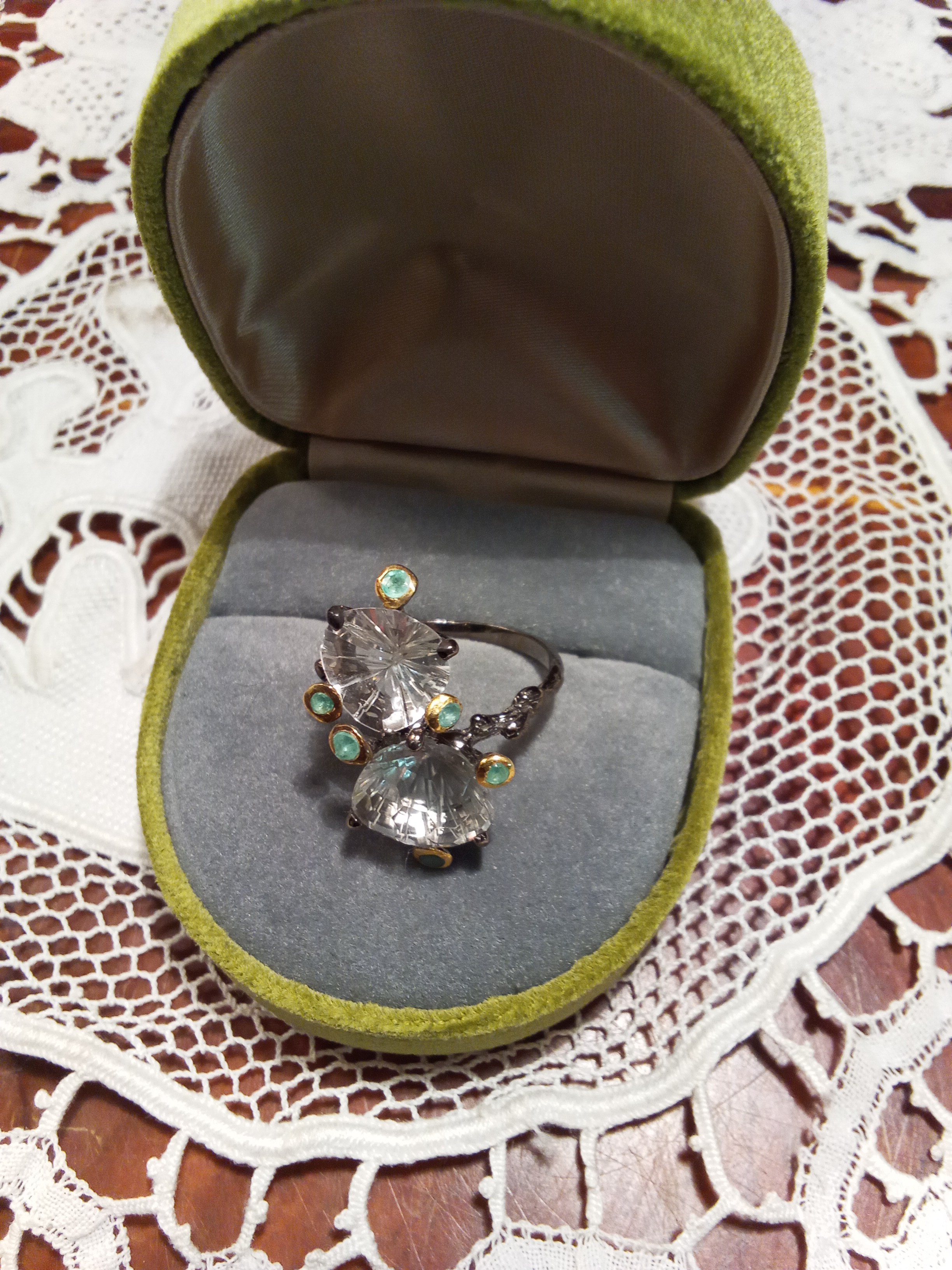 CC00106  海外作家による天然石とシルバー台リング