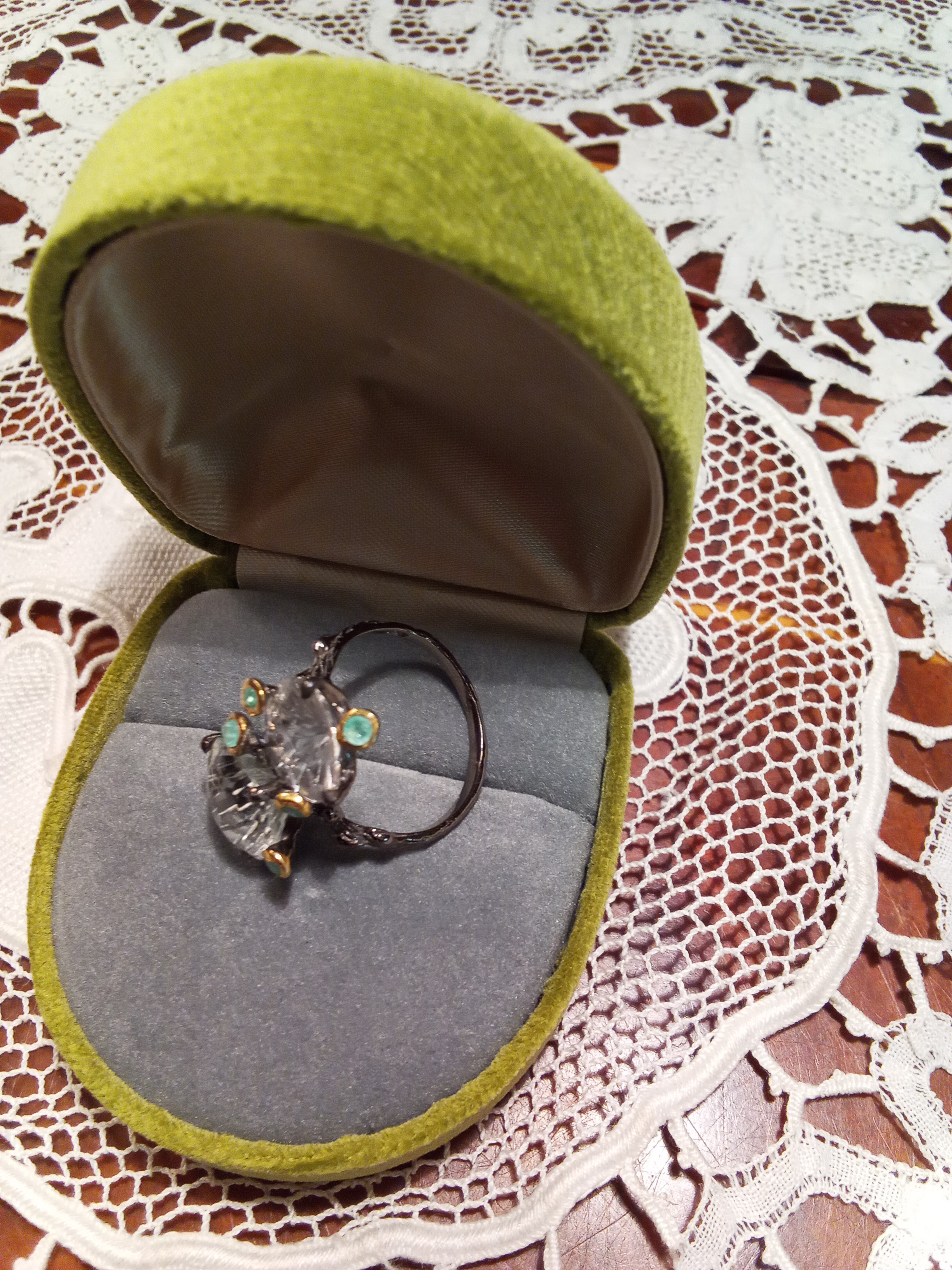 CC00106  海外作家による天然石とシルバー台リング