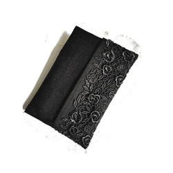 レース ポケットテｨッシュケース／3Dお花 Blackチュールlace