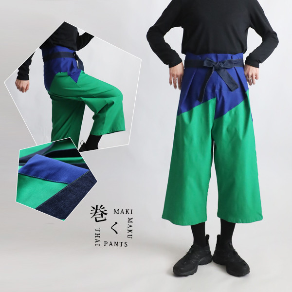 新作　７８cm　愉快なパンツ　パッチワーク　タイパンツ　エスニック　カラフル　斜横ぐーんと伸びる伸縮ストレッチY28A