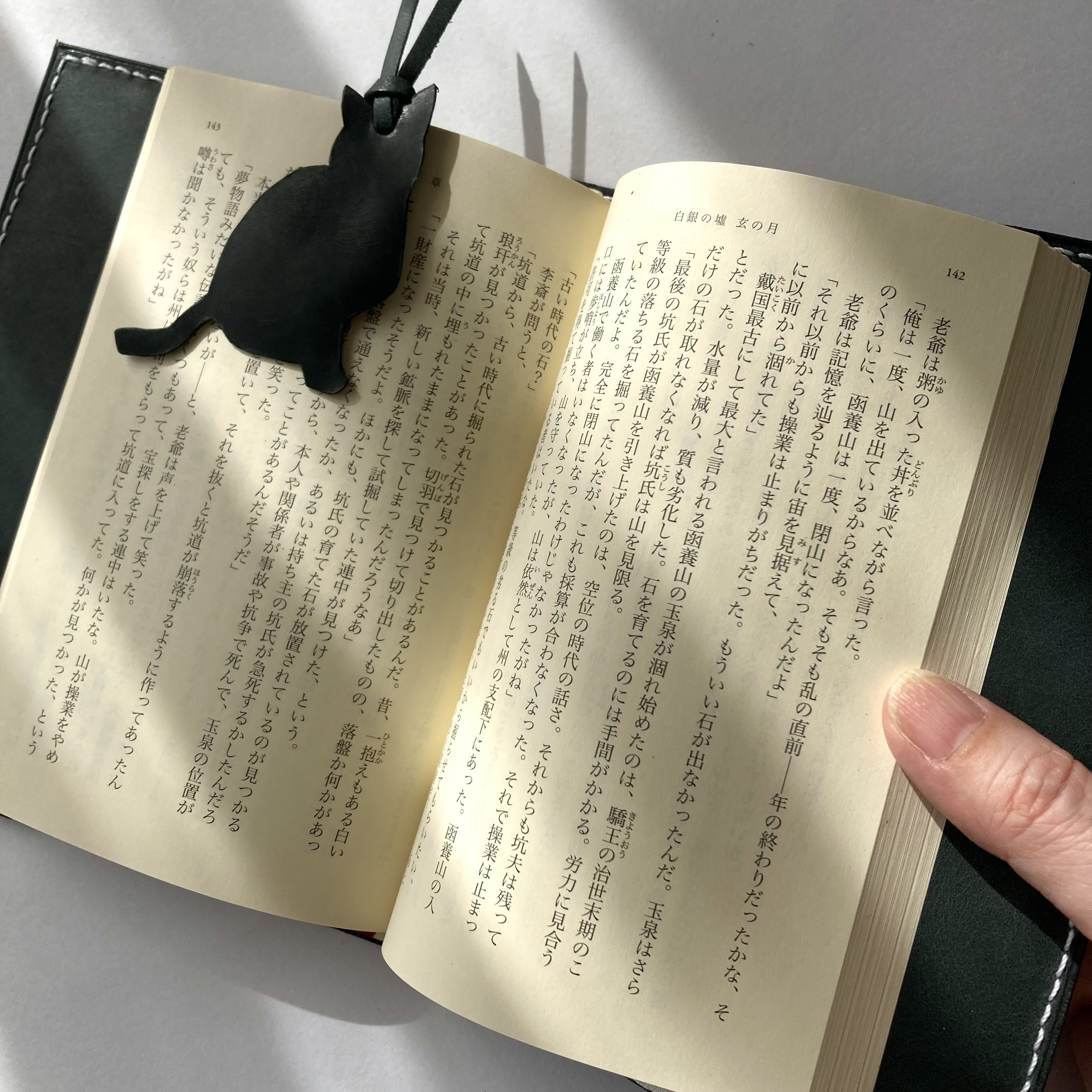 【文庫】はちわれ猫のブックカバー・しおりセット（ネイビー）