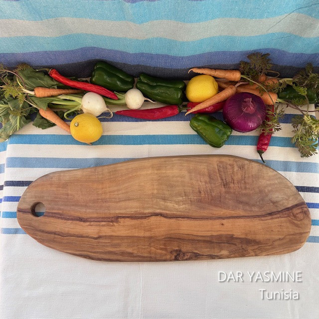 オリーブの木　カッティングボード　穴あきフリー　二つの想いを乗せて　約49.5cm