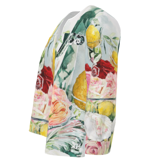 水彩フラワーブラウス　　レモンと薔薇　XXS～7XL